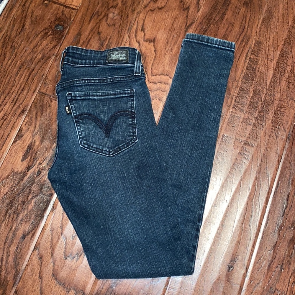 Levi’s dark blue denim skinny jeans 535 legging 3M - Picture 3 of 9
